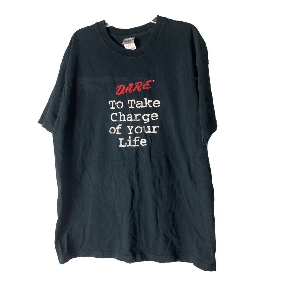 Vintage D.A.R.E Black Large T-Shirt Soft Shirt DARE TO TAKE CHARGE OF YOUR LIFE